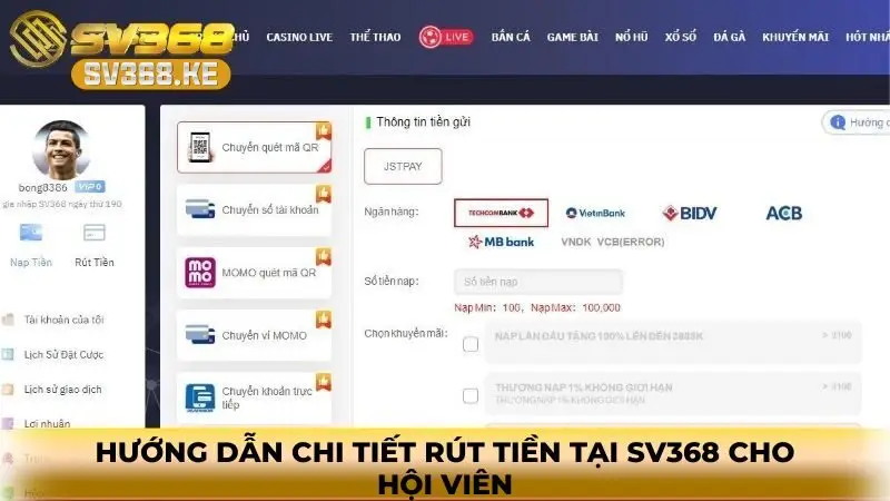 Hướng dẫn chi tiết rút tiền tại SV368 cho hội viên